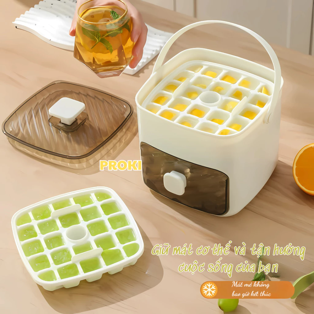 Hộp làm đá lạnh 2 tầng