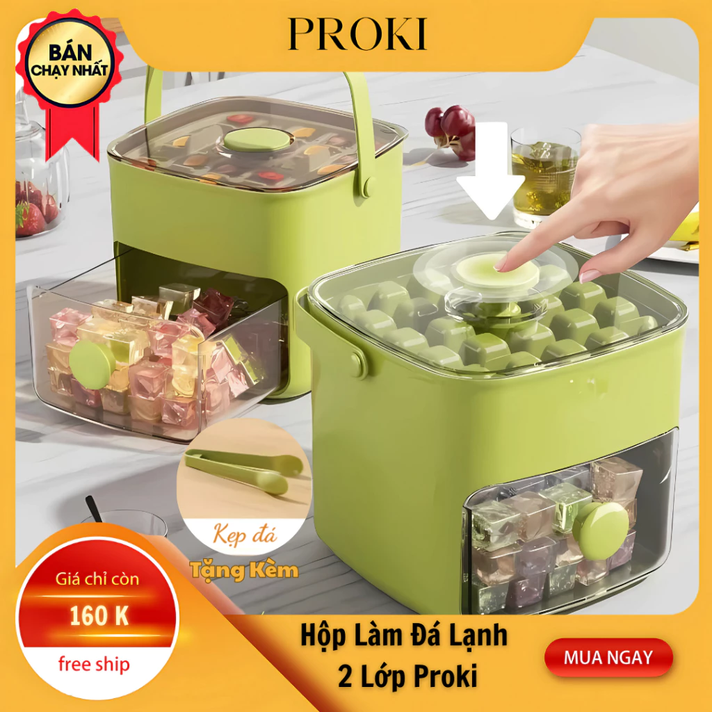 Hộp làm đá lạnh 2 tầng